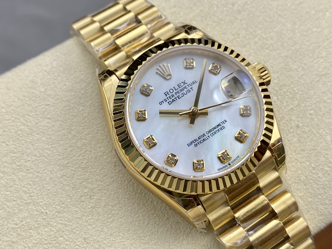 Rolex Datejust 31 Yellow Gold Mother-of-Pearl Diamond Dial M278278-0010 Women's Watch