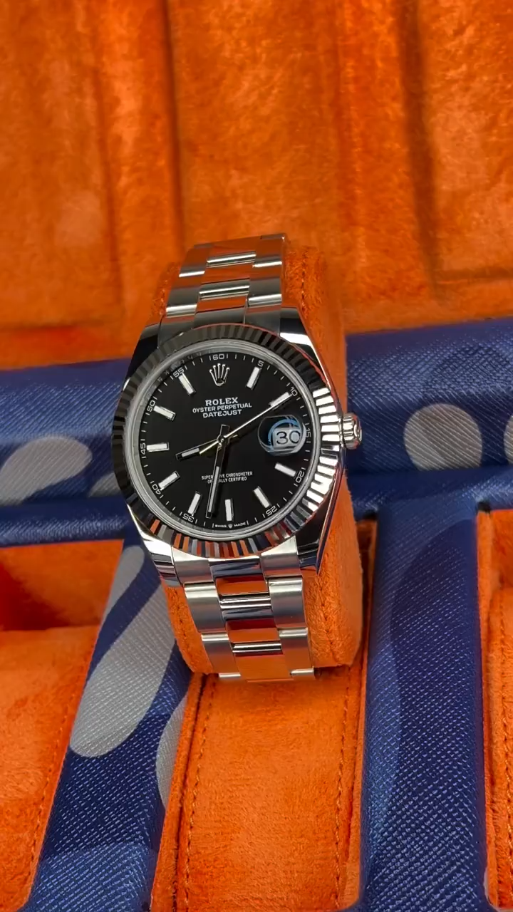 Rolex Datejust m126334 0017 Fluted Bezel Black Dial 41MM Mens Replica Watch