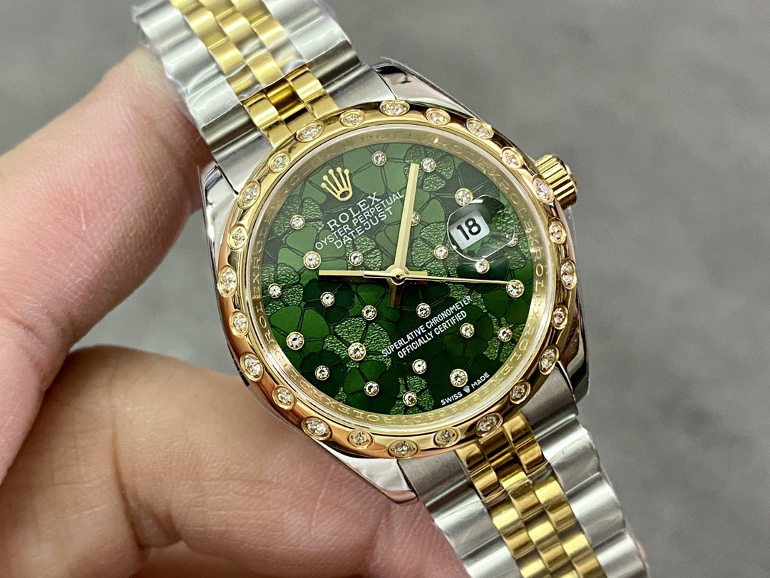 Rolex Datejust 31mm 278343RBR 0032 Green Floral Motif Dial Yellow Rolesor Jubilee Ladies Watch