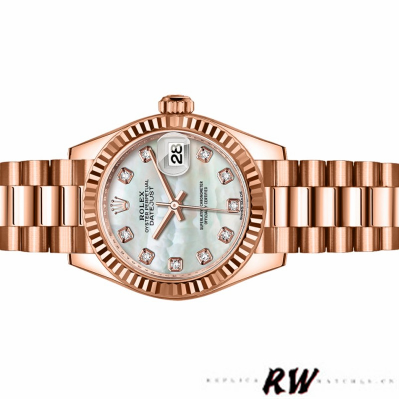 Rolex Datejust 279175 Mother Of Pearl Diamonds Dial Fluted Bezel 28mm Lady Replica Watch