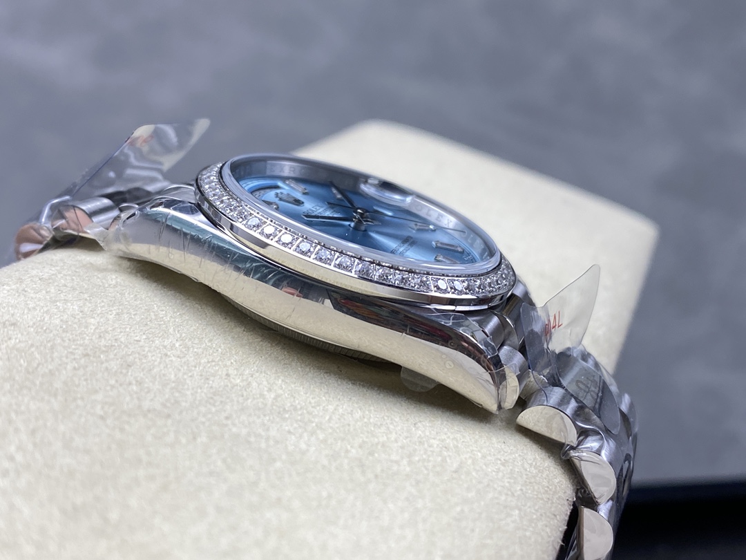 Rolex Day Date m128396tbr 0003 Platinum Ice Blue Dial 36 mm