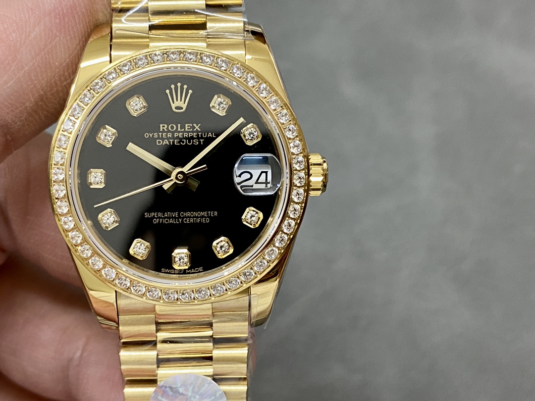 Rolex Datejust 31mm Yellow Gold Black Dial 178288 0011 Ladies Watch