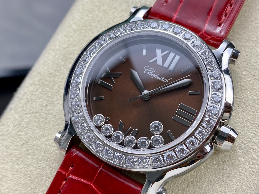 Chopard Happy Sport Diamond Bezel Brown Quartz 278475-3037