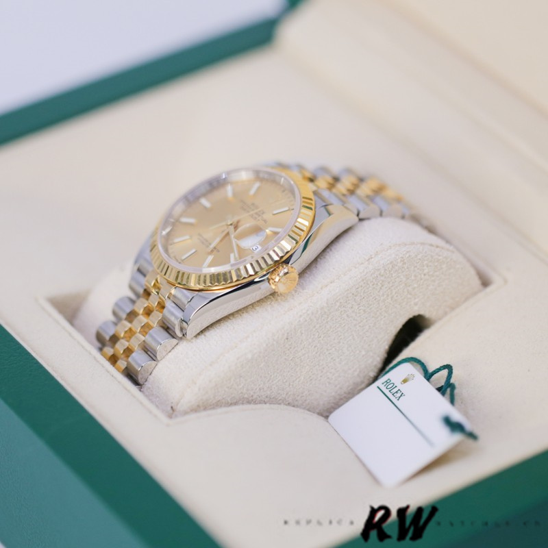 Rolex Datejust 36MM 126233 0015 Champagne Index Dial Fluted Bezel Unisex Replica Watch