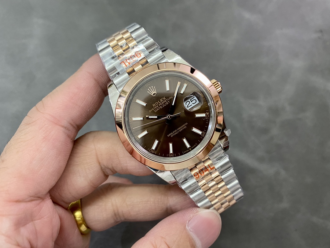 Rolex Datejust 126301 Rose Gold Chocolate Brown Index Dial 41MM Mens Replica Watch