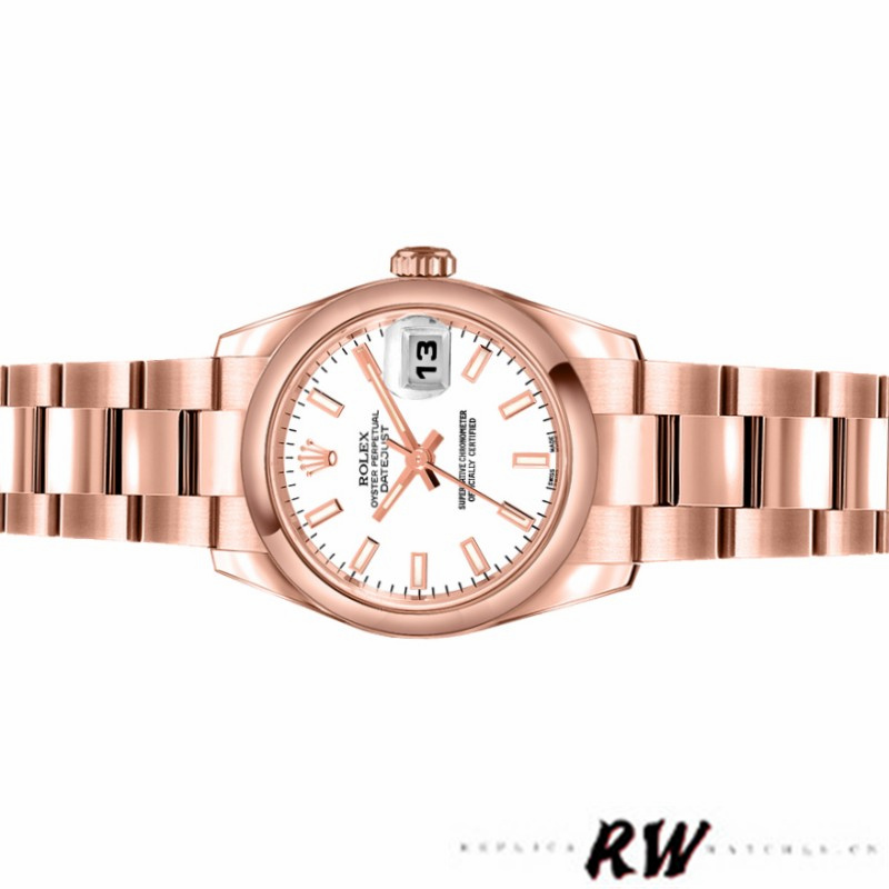 Rolex Datejust 179165 Everose Gold White Index Dial 26MM Lady Replica Watch
