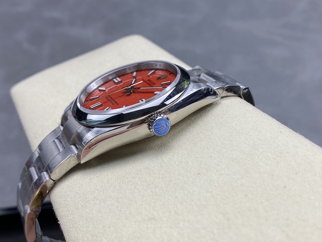 Rolex Oyster Perpetual Coral Red Dial Oyster Bracelet 126000 0007
