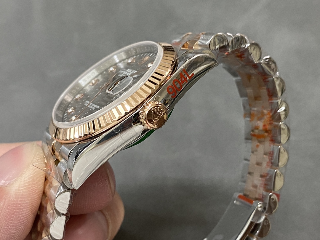 Rolex Datejust 36 18K Everose Gold Fluted Bezel 126231 0041 Unisex Watch