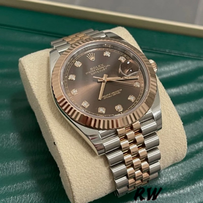 Rolex Datejust 126301 Rose Gold Chocolate Brown Diamonds Dial 41MM Mens Replica Watch
