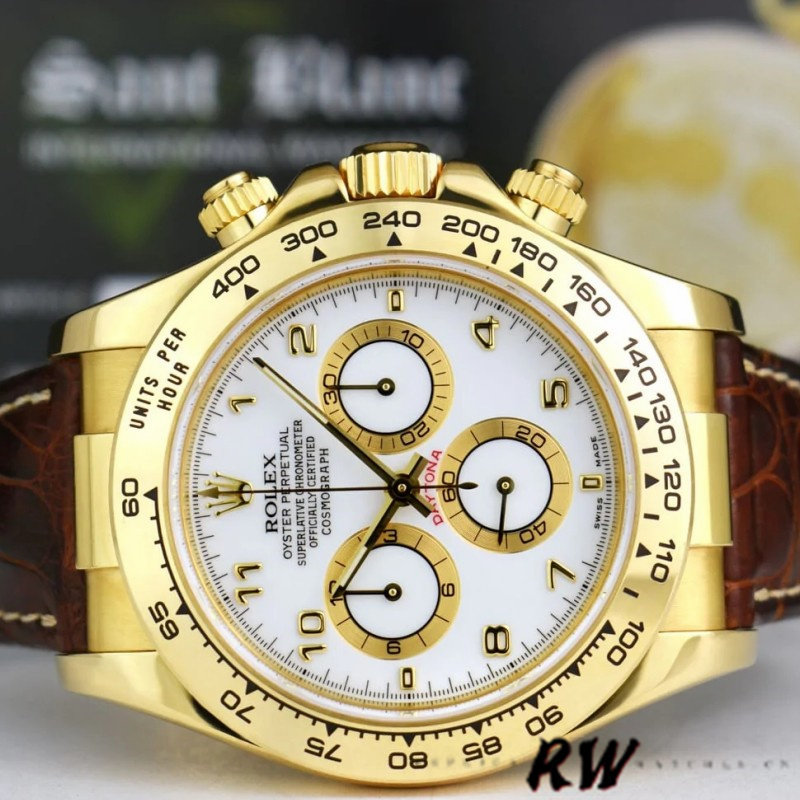 Rolex Daytona 116518 Yellow Gold White Dial 40mm Mens Replica Watch
