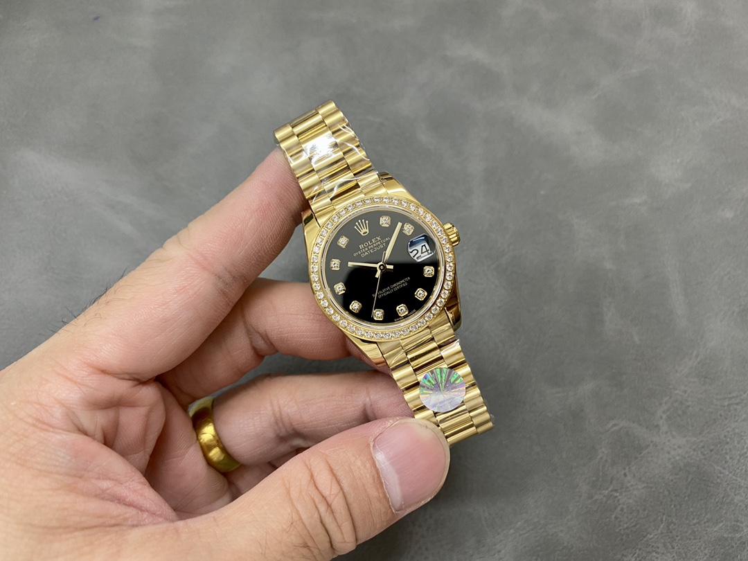 Rolex Datejust 31mm Yellow Gold Black Dial 178288 0011 Ladies Watch