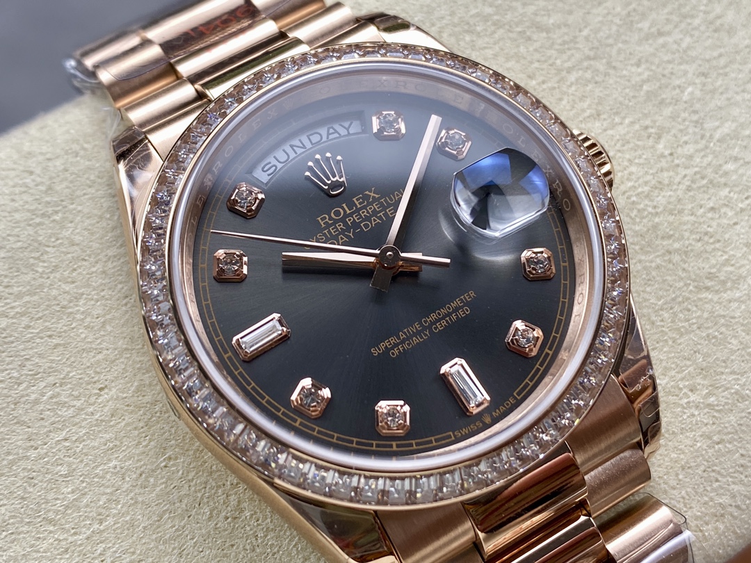 Rolex Day-Date 128345RBR Slate Dial Everose Gold 36MM Unisex Replica Watch