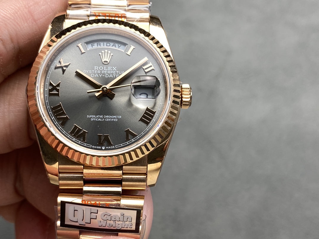 Rolex Day Date Rose Gold Slate Diamond Dial President Bracelet M128235 0050