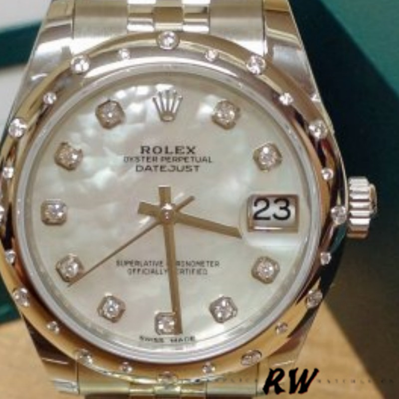 Rolex Datejust 178344 White Mother of Pearl Diamond Dial 31MM Lady Replica Watch