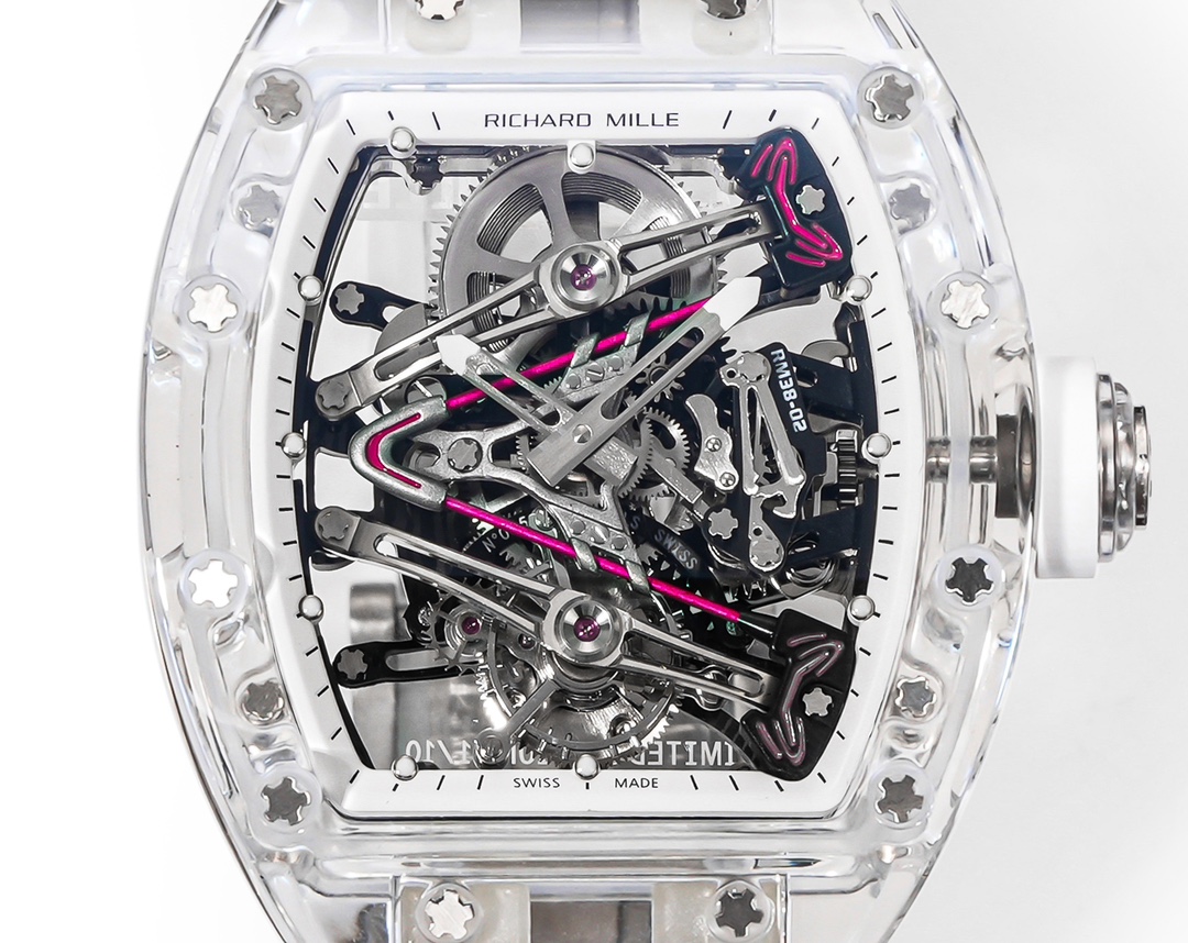 RM38-02 Richard Mille Tourbillon Movement Edition Crystal White Rubber Strap