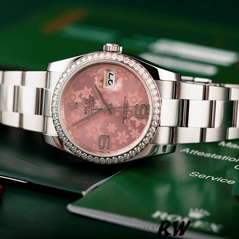 Rolex Datejust 116244 Stainless Steel Pink Floral Dial 36mm Lady Replica Watch