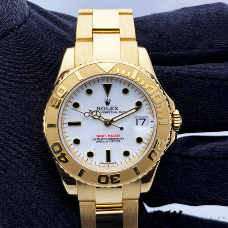 Rolex Yacht-Master 168628 White Dial Yellow Gold 35MM Unisex Replica Watch
