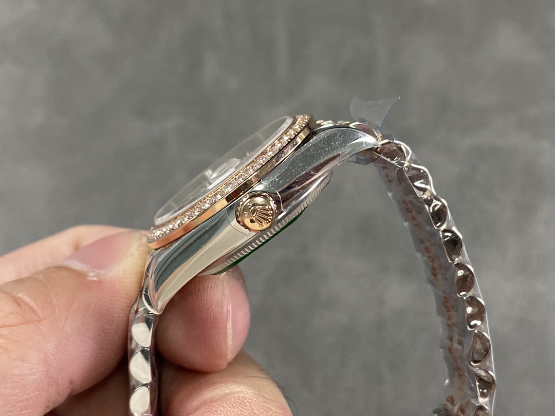 Rolex Datejust 31 Rose Gold Silver Floral Motif Diamond Dial Diamond Bezel m278381rbr 0032