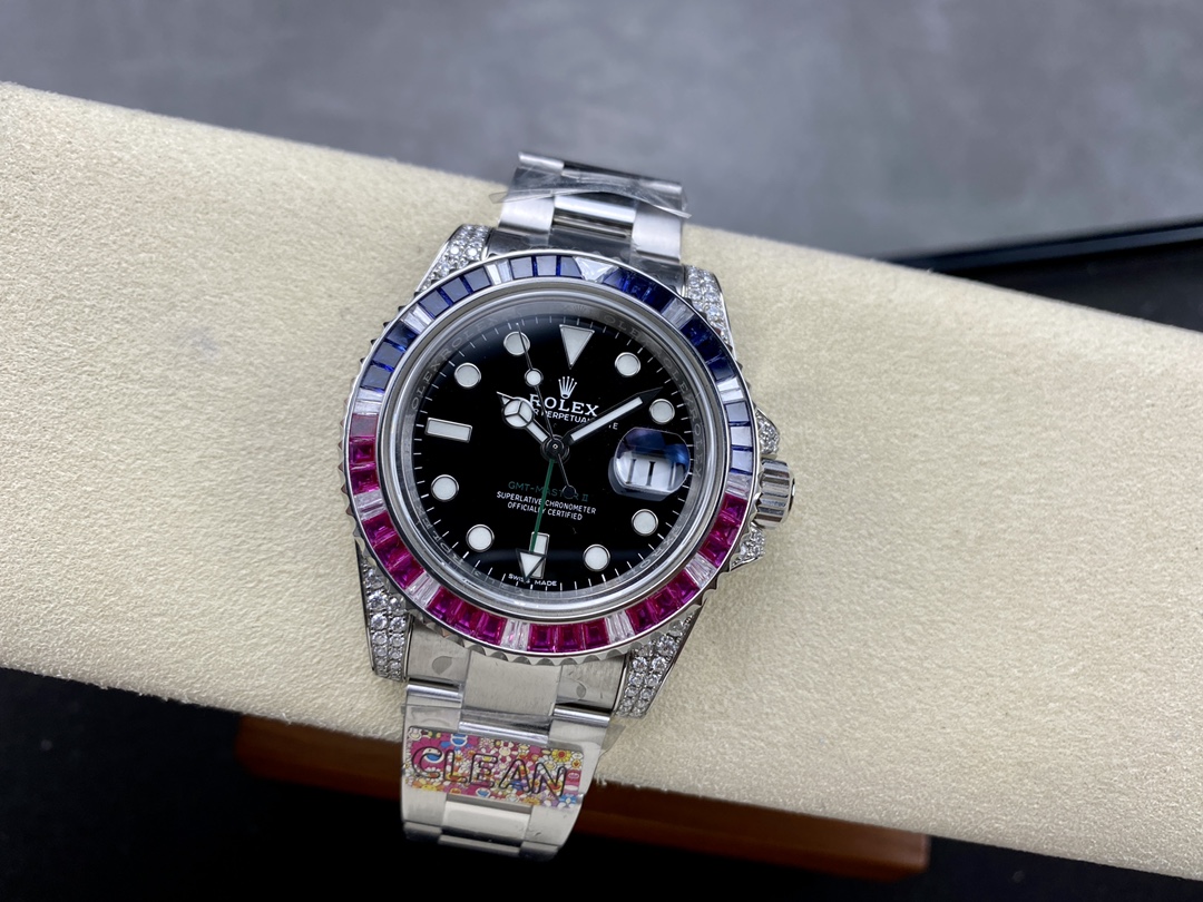 Rolex GMT Master II 126710BLRO Black Dial Diamond Case 40MM Men's Watch