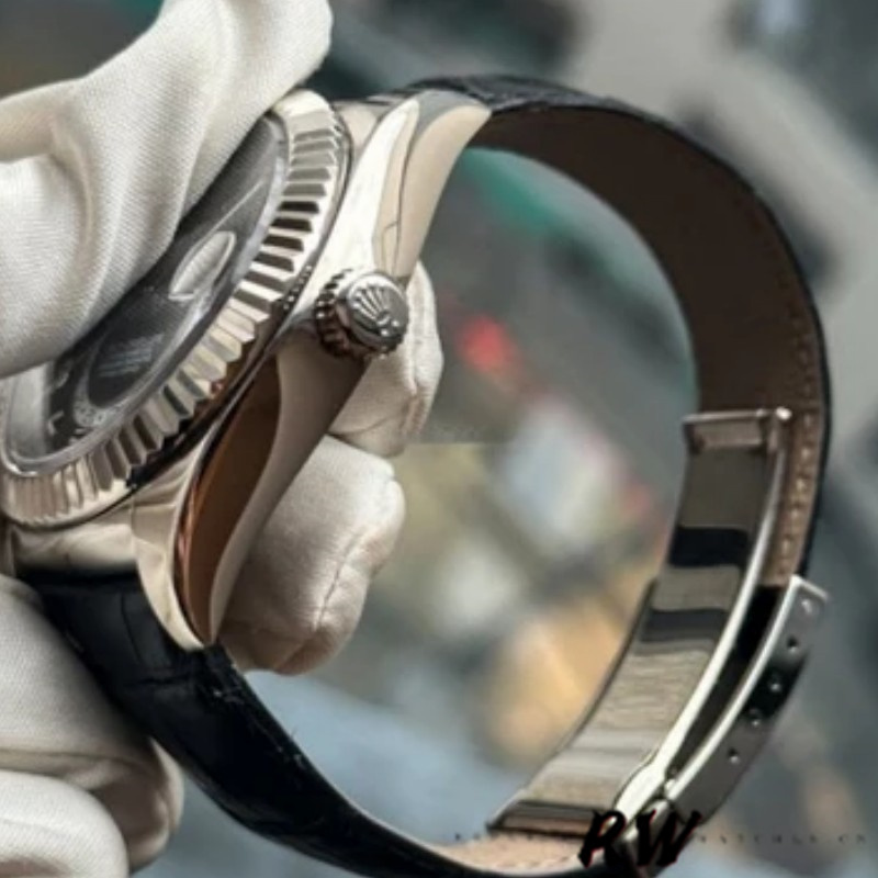 Rolex Sky-Dweller 326139 Black Dial Leather Strap 42MM Mens Replica Watch