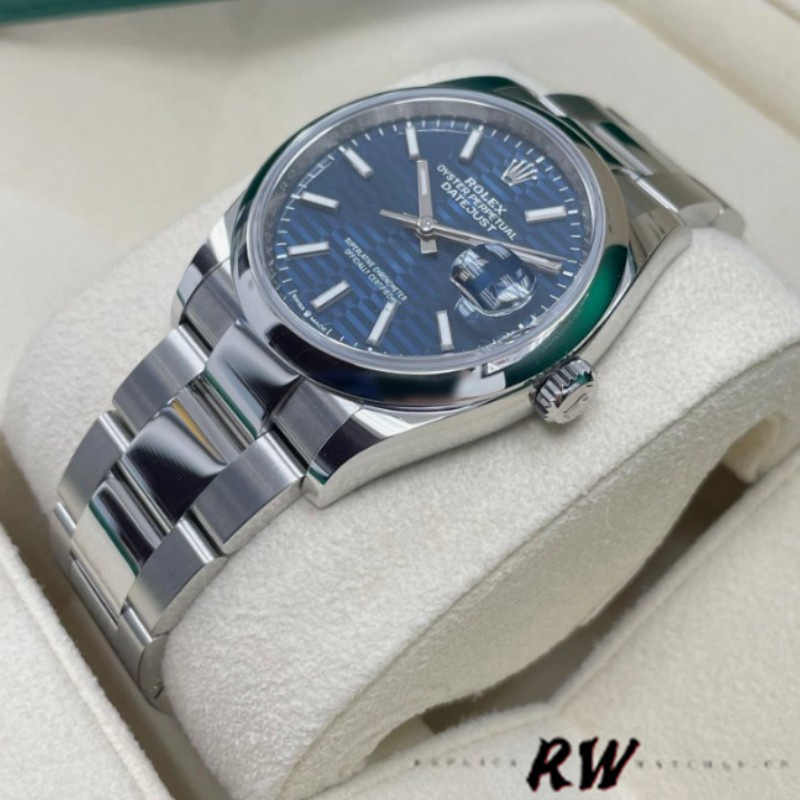 Rolex Datejust 126200 Blue Motif Wave Dial Stainless Steel 36MM Unisex Replica Watch