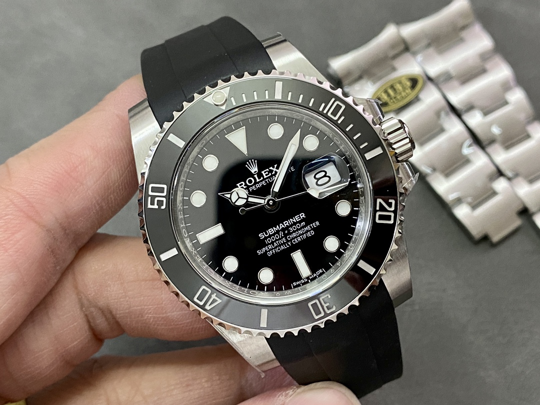 Rolex Submariner 126610LN Black Rubber Strap Black Dial 41mm Mens Replica Watch