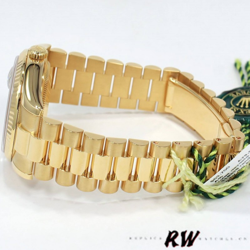 Rolex Day Date 118238 Black Diamond Dial Fluted Bezel 36mm Mens Replica Watch