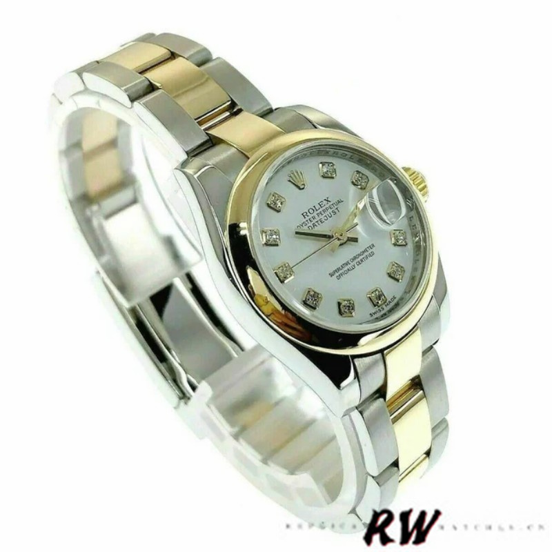 Rolex Datejust 179163 White Diamond Dial Domed Dezel 26MM Lady Replica Watch