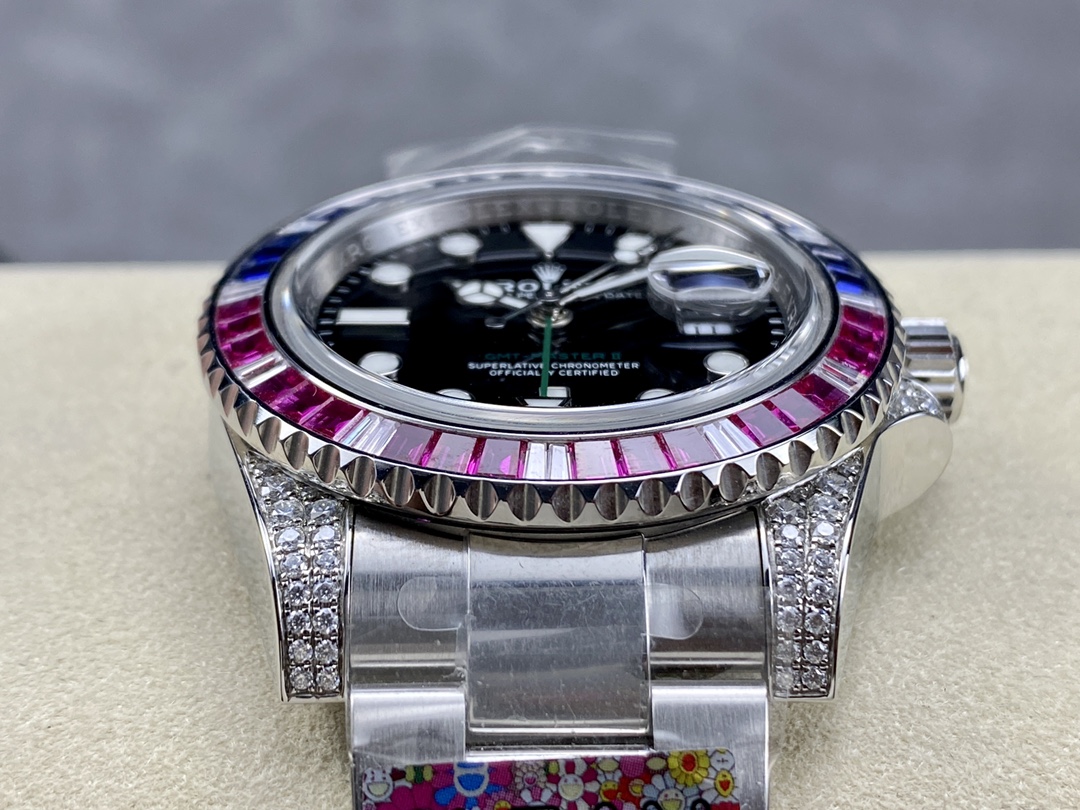 Rolex GMT Master II 126710BLRO Black Dial Diamond Case 40MM Men's Watch