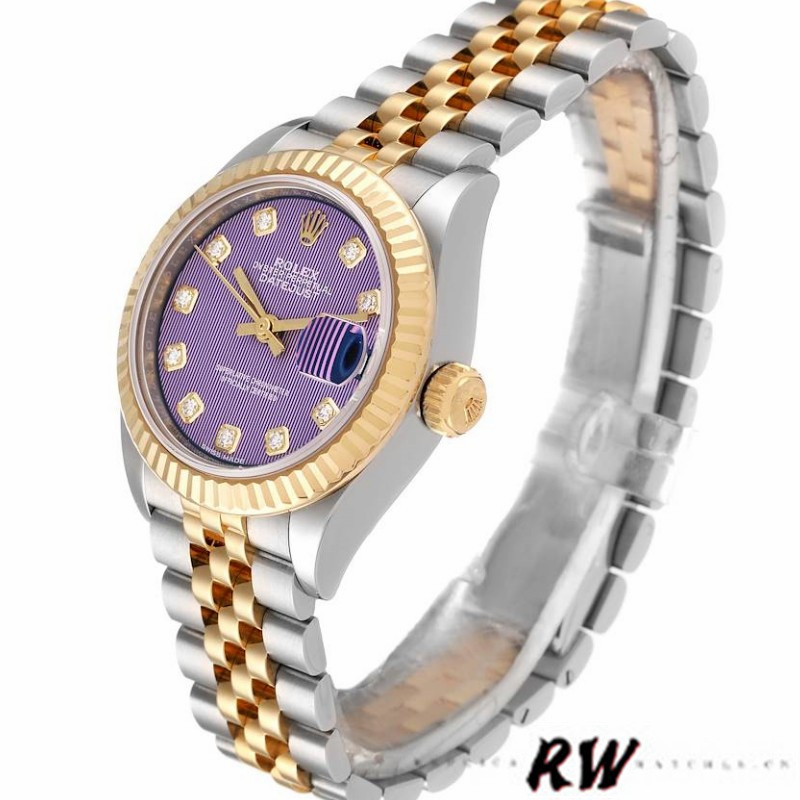 Rolex Datejust 279173 Lavender Purple Diamond Dial Fluted Bezel 28mm Lady Replica Watch