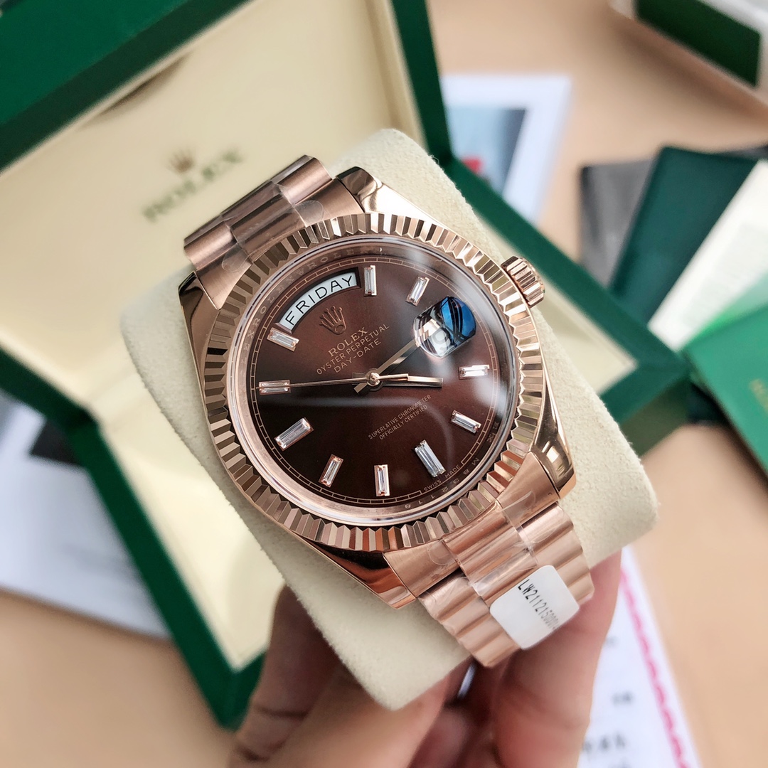 Rolex Day-Date 118235 Everose Gold Case Chocolate Dial 36mm Unisex Replica Watch