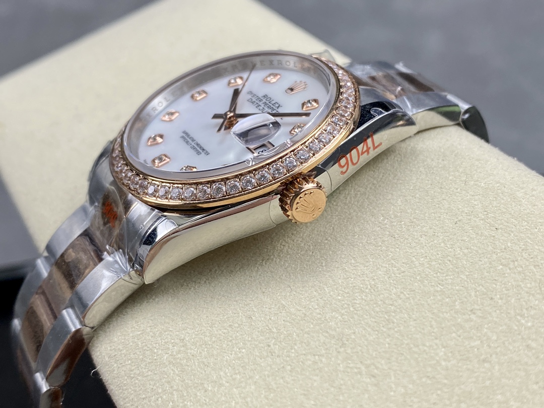 Rolex Datejust Mother of Pearl Diamond Dial Diamond Bezel 36mm m126281rbr 0010 Women's Watch