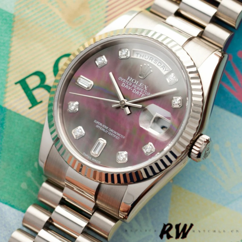 Rolex Day-Date 118239 MOP Black Dial 36mm Unisex Replica Watch