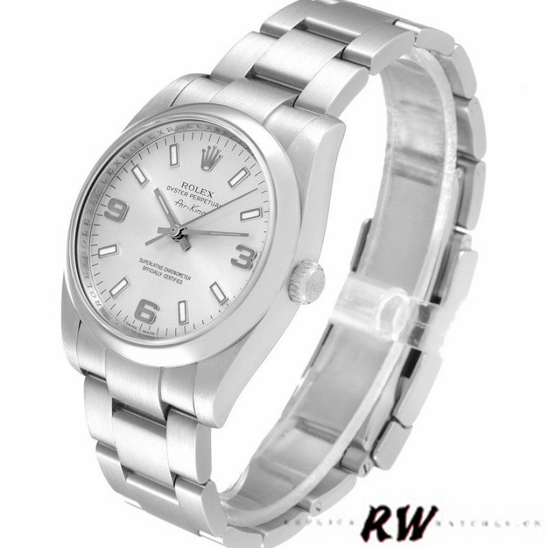 Rolex Oyster Perpetual Air-King 114200 Silver Arabic Dial 34mm Unisex Replica watch