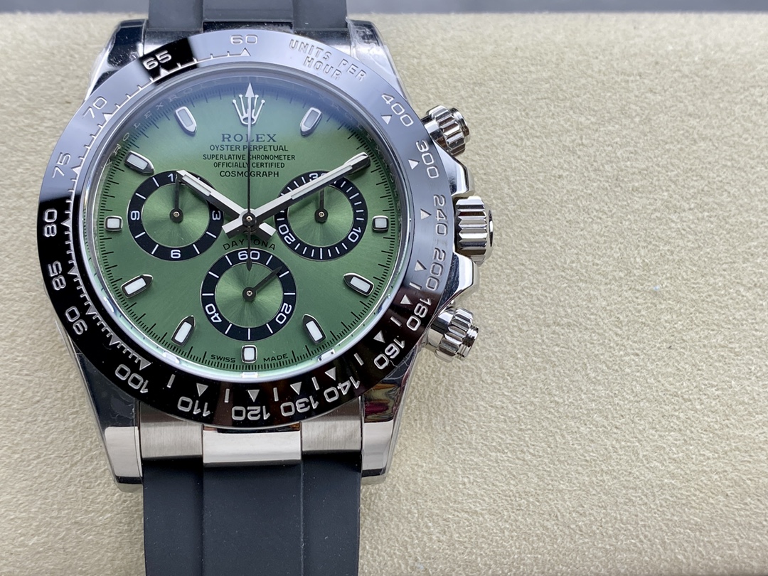 Rolex Daytona Platinum Green Dial Ceramic Bezel 126506 40mm Rubber Strap