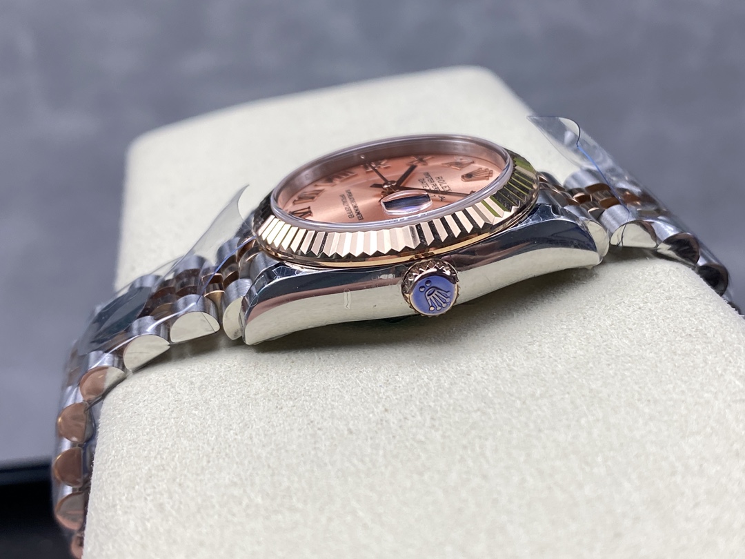 Rolex Datejust 278271 Sun Dust Roman Dial Two Tone Rose Gold Fluted Bezel Jubilee