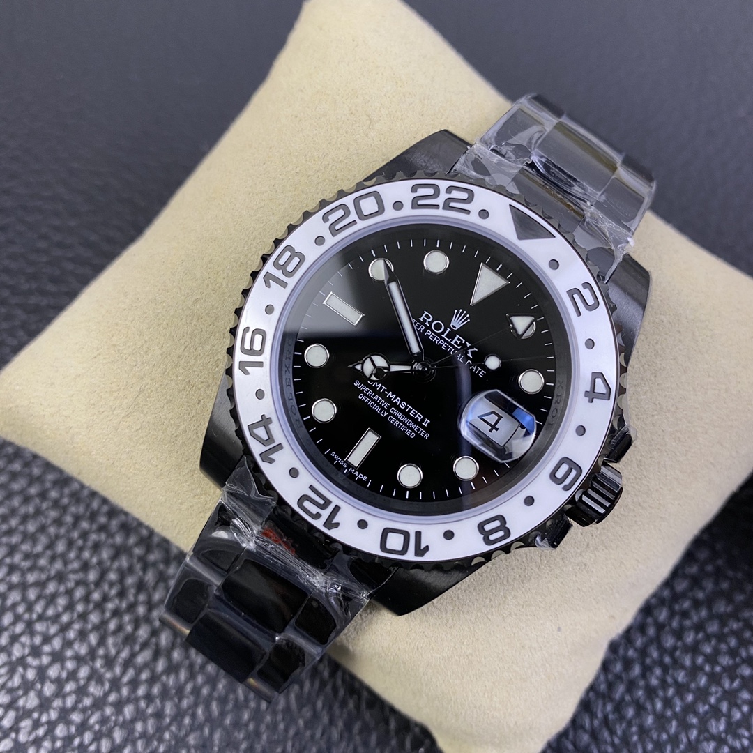 Rolex GMT Master II Black PVD/DLC Coated Black Dial Stainless Steel 16710 Men's Watch