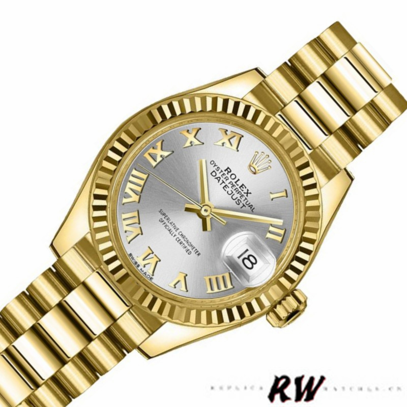 Rolex Datejust 279178 Silver Roman Dial Fluted Bezel 28mm Lady Replica Watch