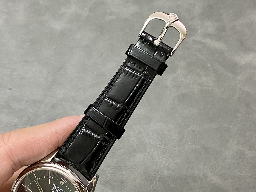 Rolex Cellini Dual Time 50529 Black Dial White Gold 39mm Mens Replica Watch