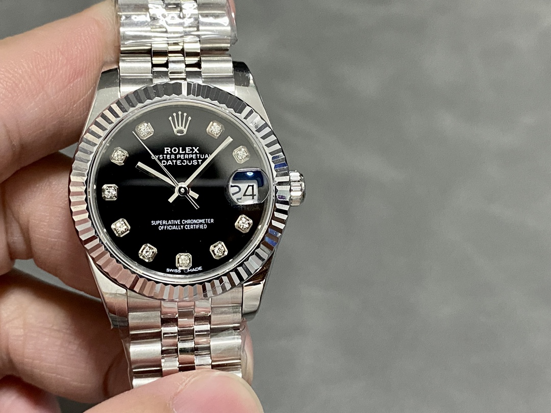 Rolex Datejust m178274 Black Diamond Dial Fluted Bezel 31MM Lady Replica Watch