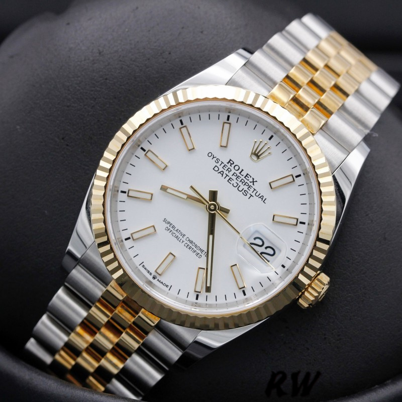Rolex Datejust m126233 0019 White Index Dial Fluted Bezel 36MM Unisex Replica Watch
