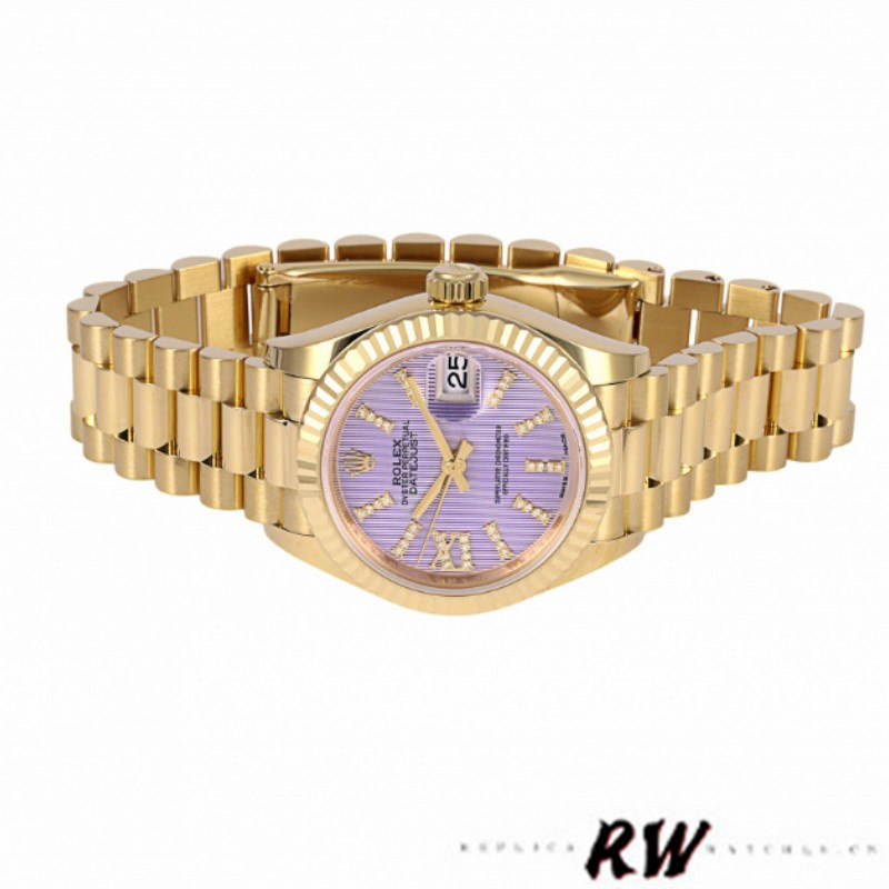 Rolex Datejust 279178 Lilac Purple Dial Fluted Bezel 28mm Lady Replica Watch