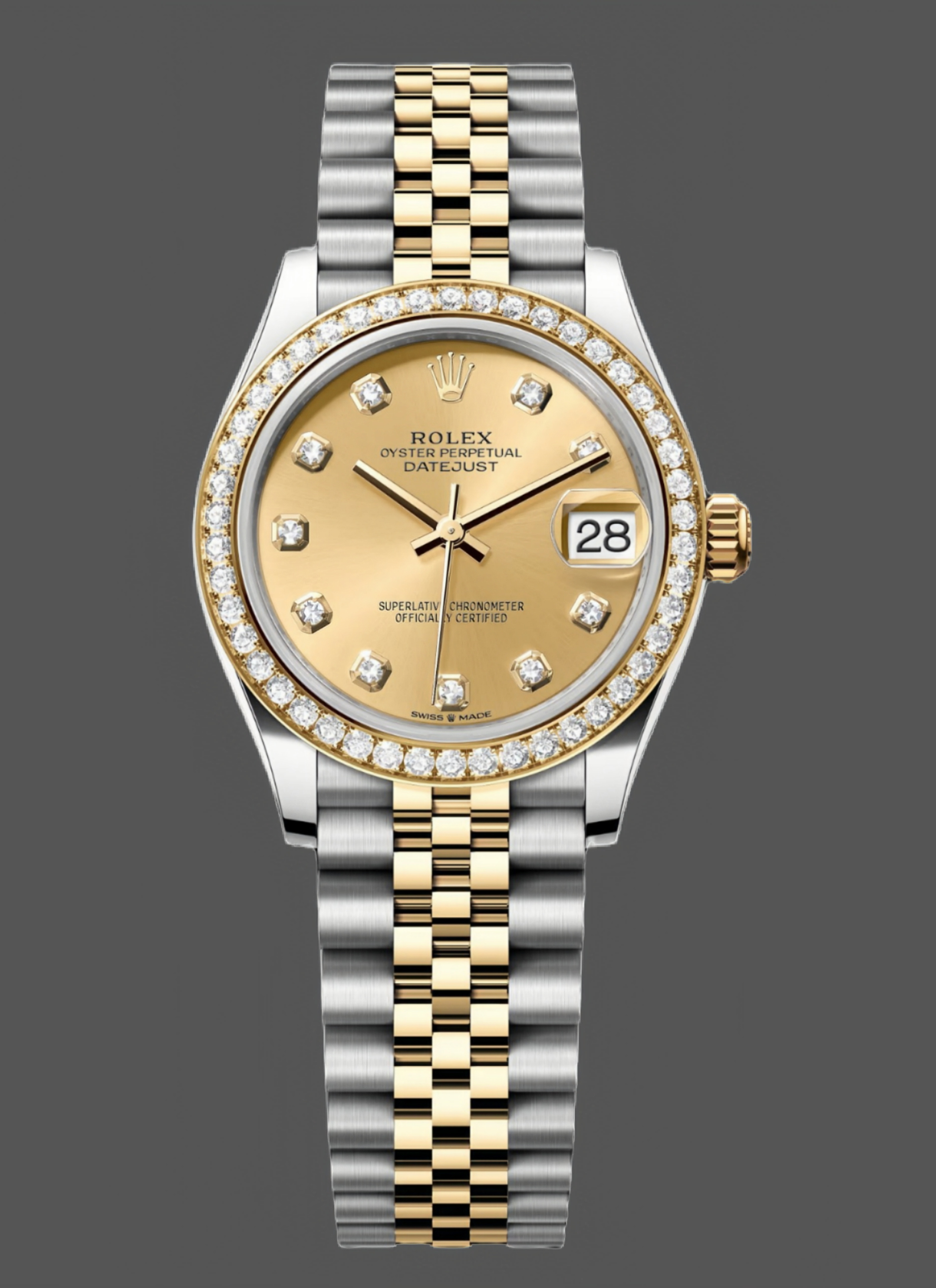 Rolex Datejust 31mm Stainless Steel and Yellow Gold 278383RBR 0026 Champagne Diamond Jubilee