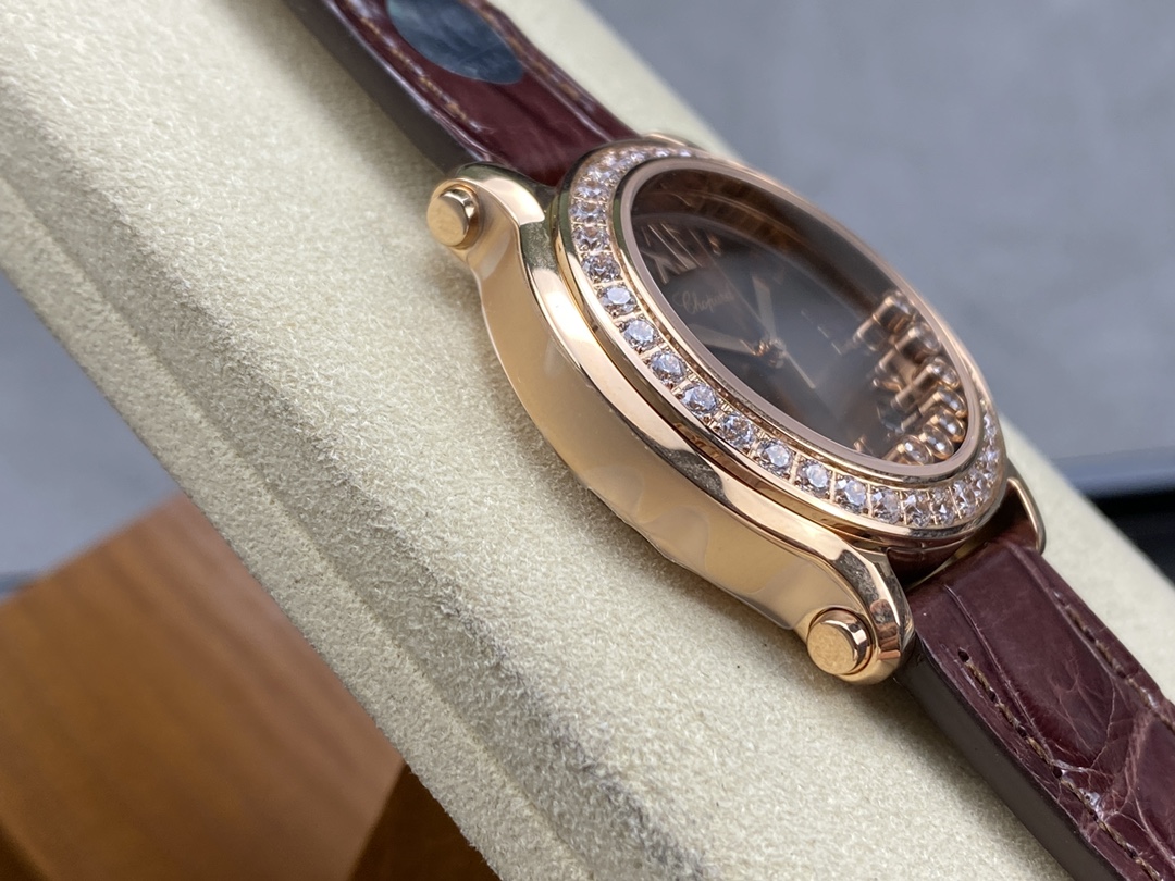 Chopard Happy Sport Diamond Bezel Brown Quartz 278475-3037