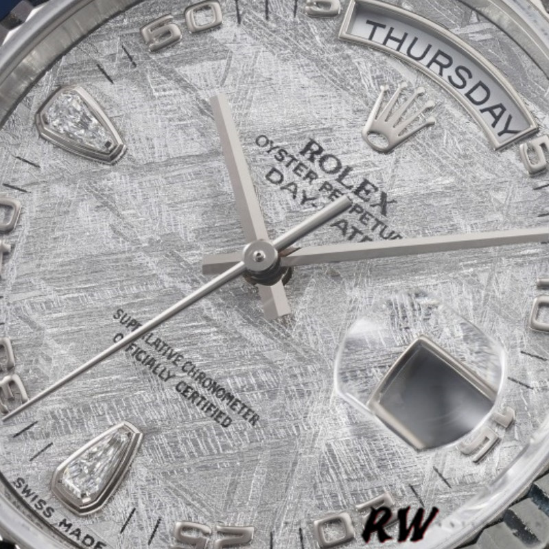 Rolex Day-Date 118209 White Gold Meteorite Grey Dial 36mm Unisex Replica Watch