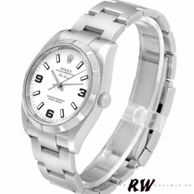 Rolex Oyster Perpetual Air King 114210 White Dial 34mm Unisex replica watch