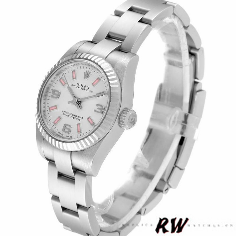 Rolex Oyster Perpetual 176234 Silver Dial Pink Baton 26MM Lady Replica Watch