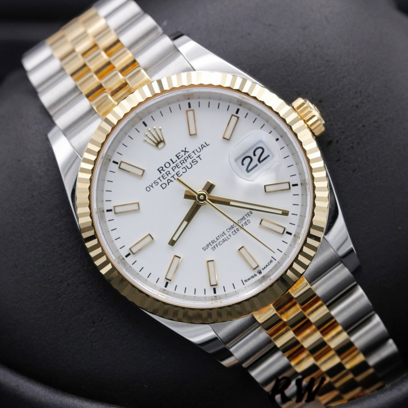 Rolex Datejust m126233 0019 White Index Dial Fluted Bezel 36MM Unisex Replica Watch
