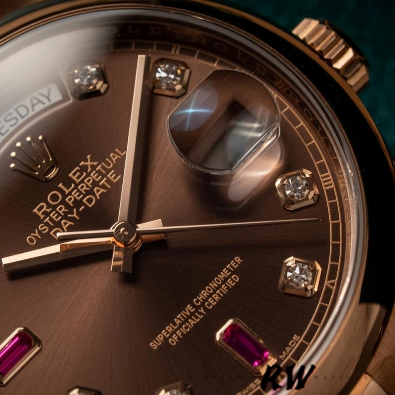 Rolex Day-Date 118205 Rose Gold Chocolate Brown Dial 36mm Unisex Replica Watch