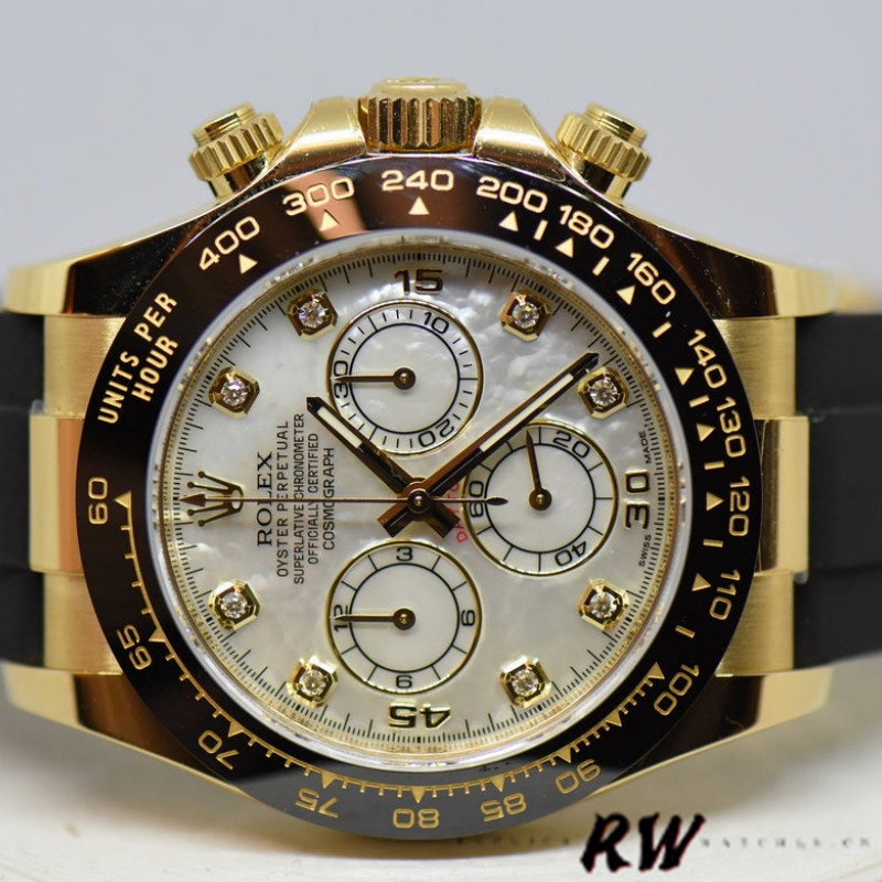 Rolex Daytona 116518LN Rubber Strap MOP Diamond Dial 40mm Mens Replica Watch